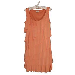 London Times Apricot Ruffle Dress